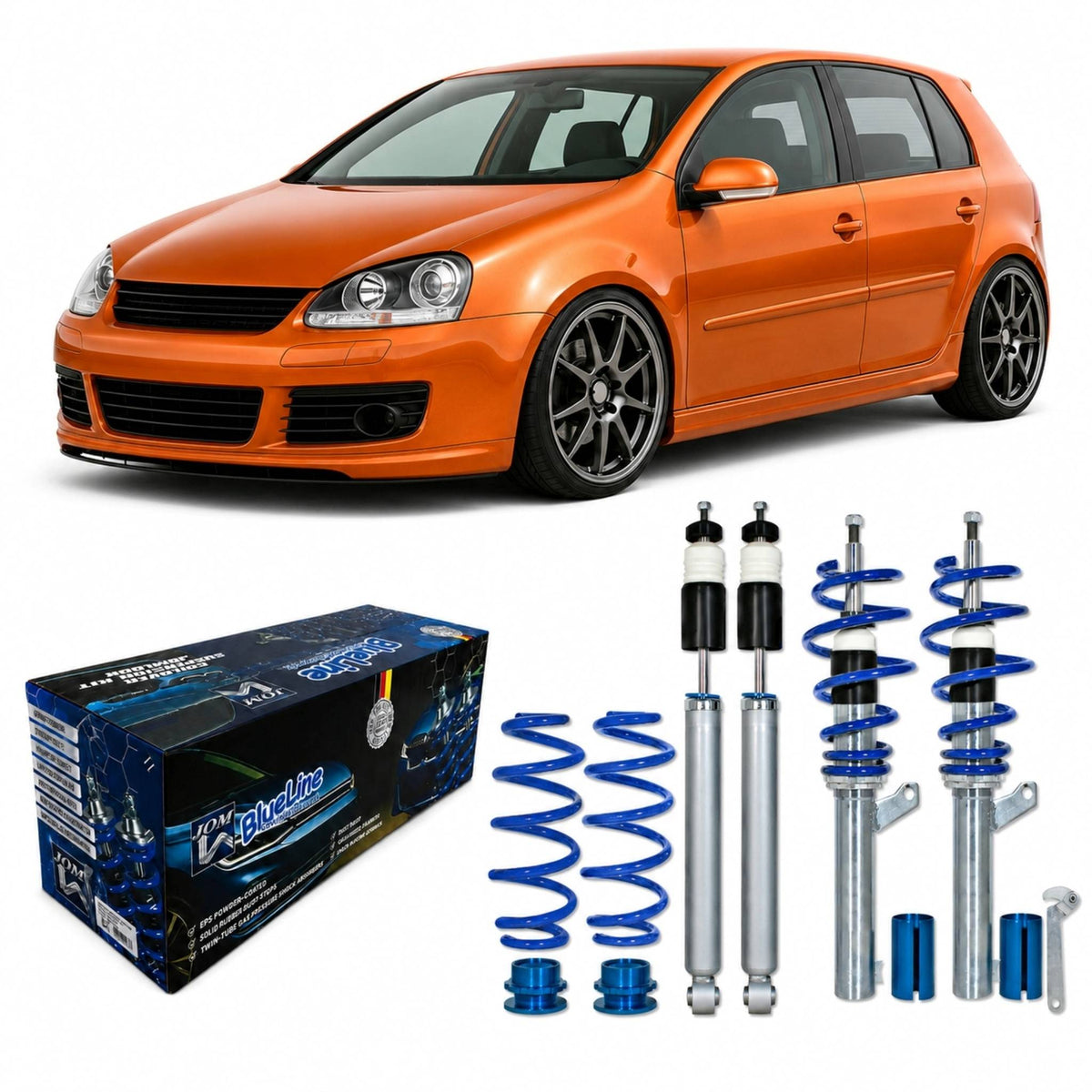 JOM BlueLine Combinés Filetés pour VW Golf 5 1.4 / TSi 1.6 2.0 2.0T / DSG 1.9TDi