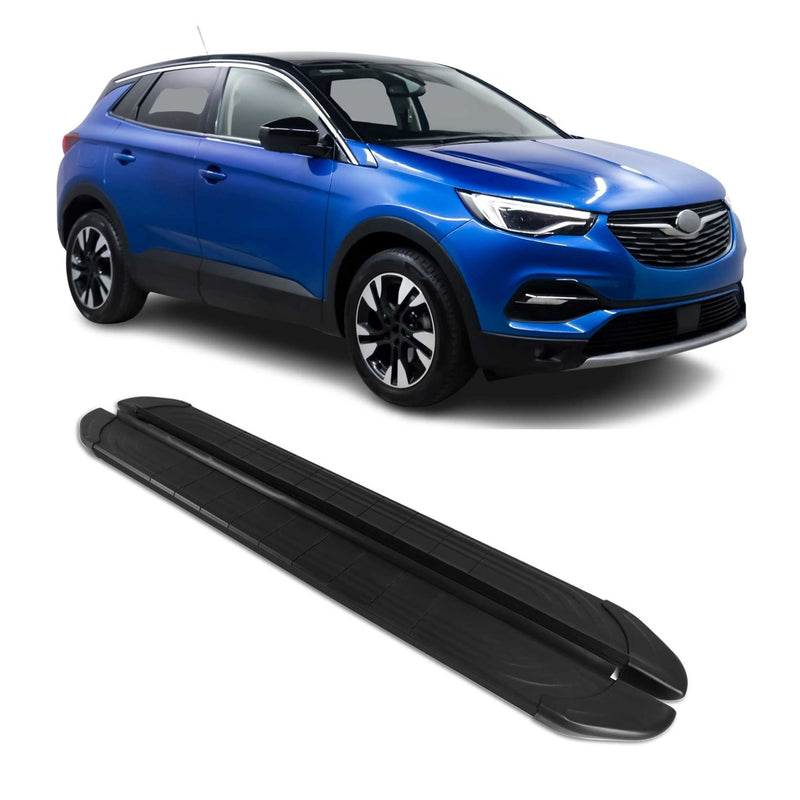 Marchepieds Latéraux pour Opel Grandland X 2017-2024 2Pcs Aluminium Noir