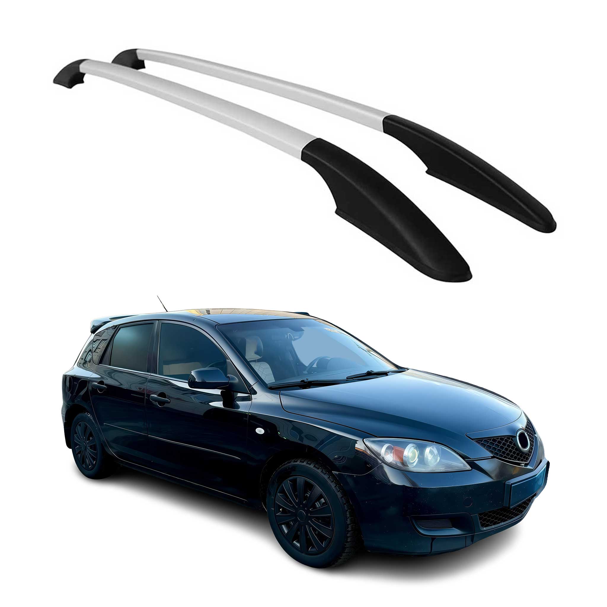 Barres de toit longitudinales pour Mazda 3 2013-2018 en Alu gris