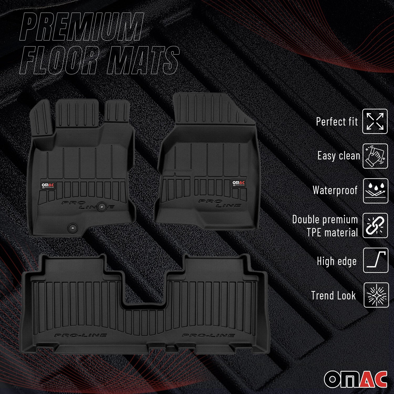 Tapis de Sol pour Chevrolet Captiva 2006-2018 TPE Noir