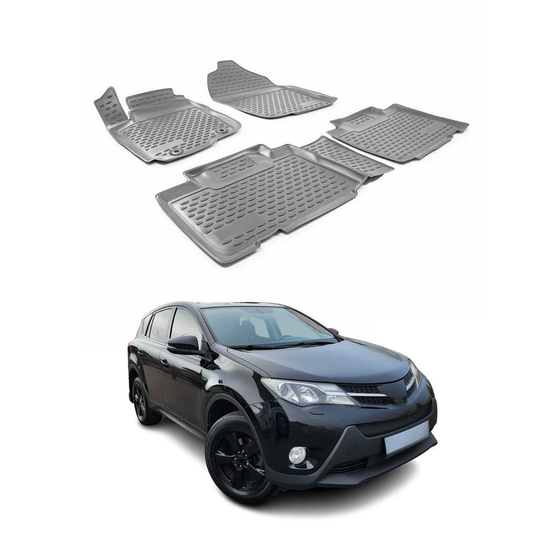 Tapis de sol pour Toyota RAV4 IV 2013-2018 en caoutchouc TPE 3D Gris 4Pcs