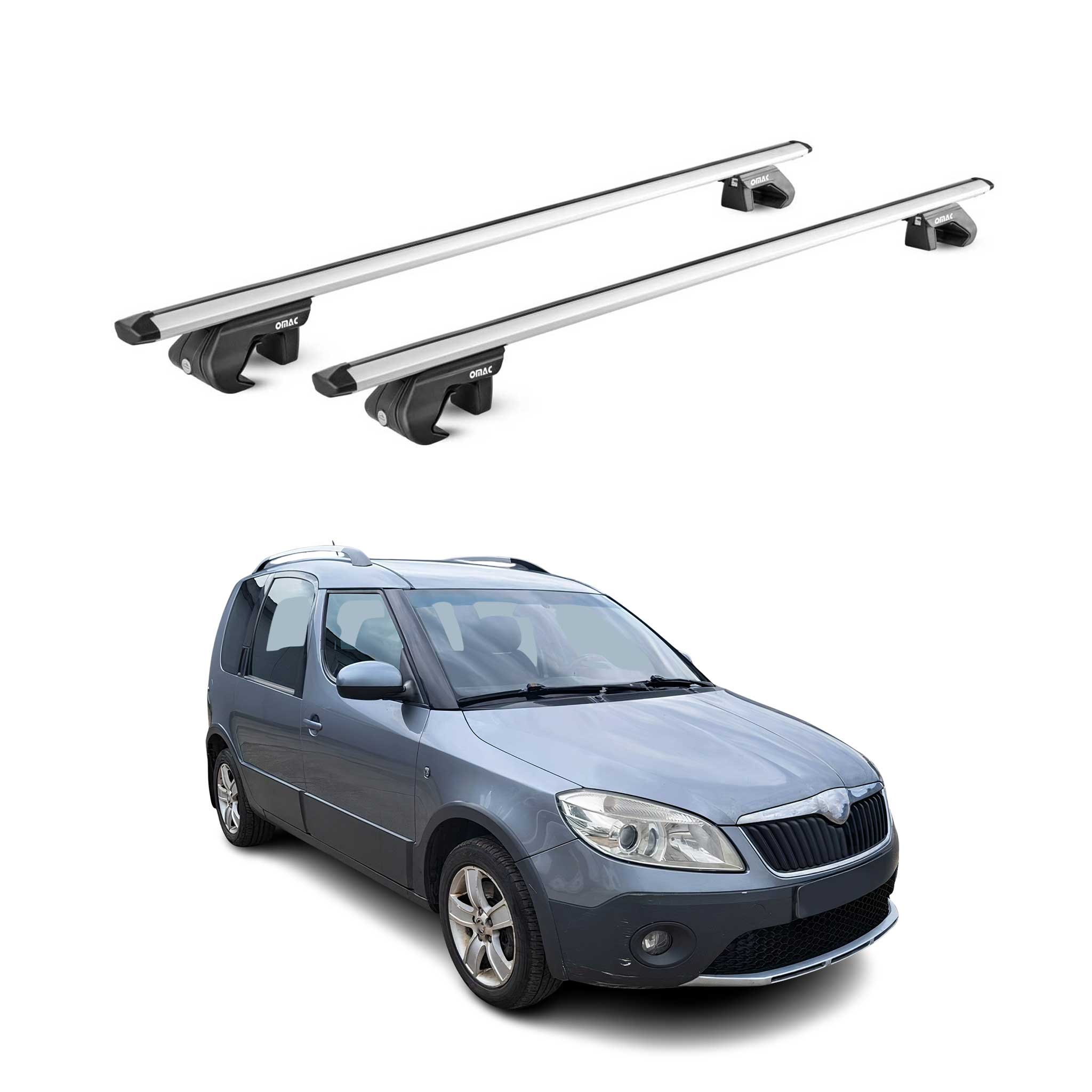 Barres de toit transversales ABE pour Skoda Roomster Praktik Scout 5J 07-15 Gris