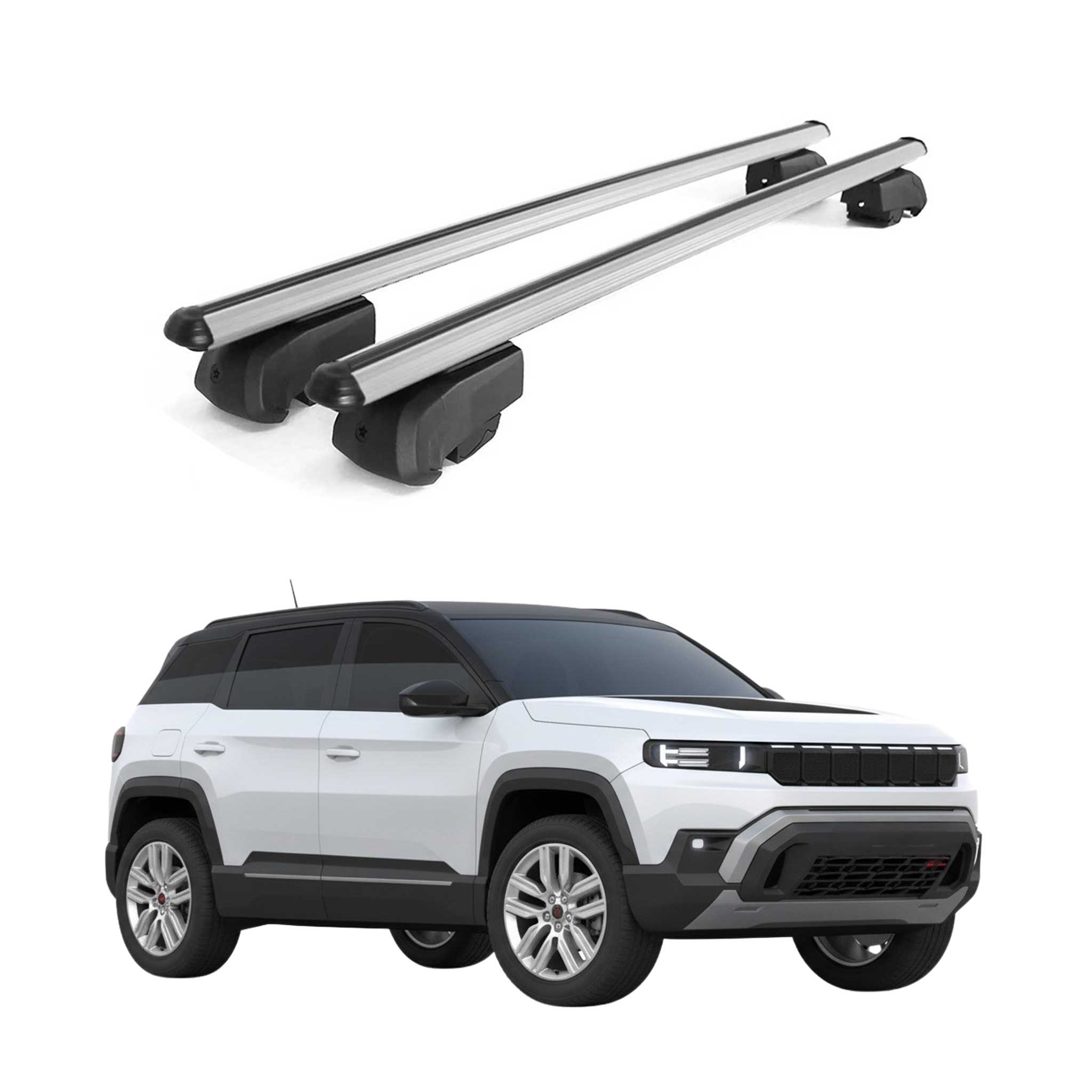 Barres de toit transversales pour Jeep Compass III J4U dès 2026 Alu Gris 2Pcs