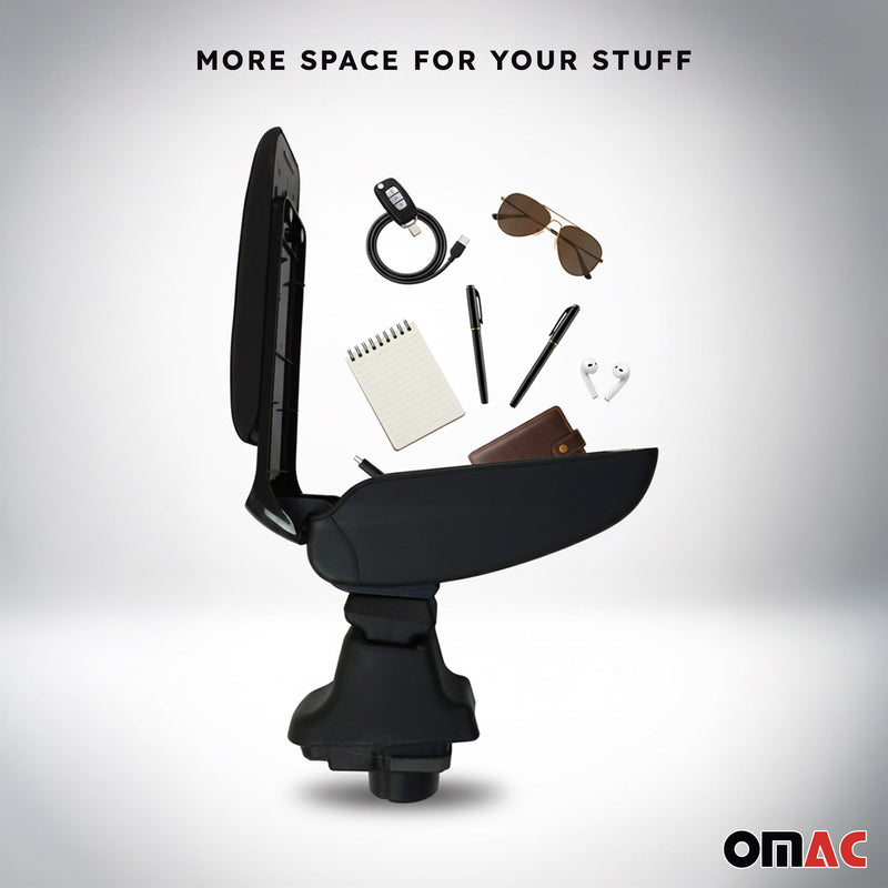 Accoudoir pour Fiat 500L 2013-2017 Vinyl Abs Noir Coulissant