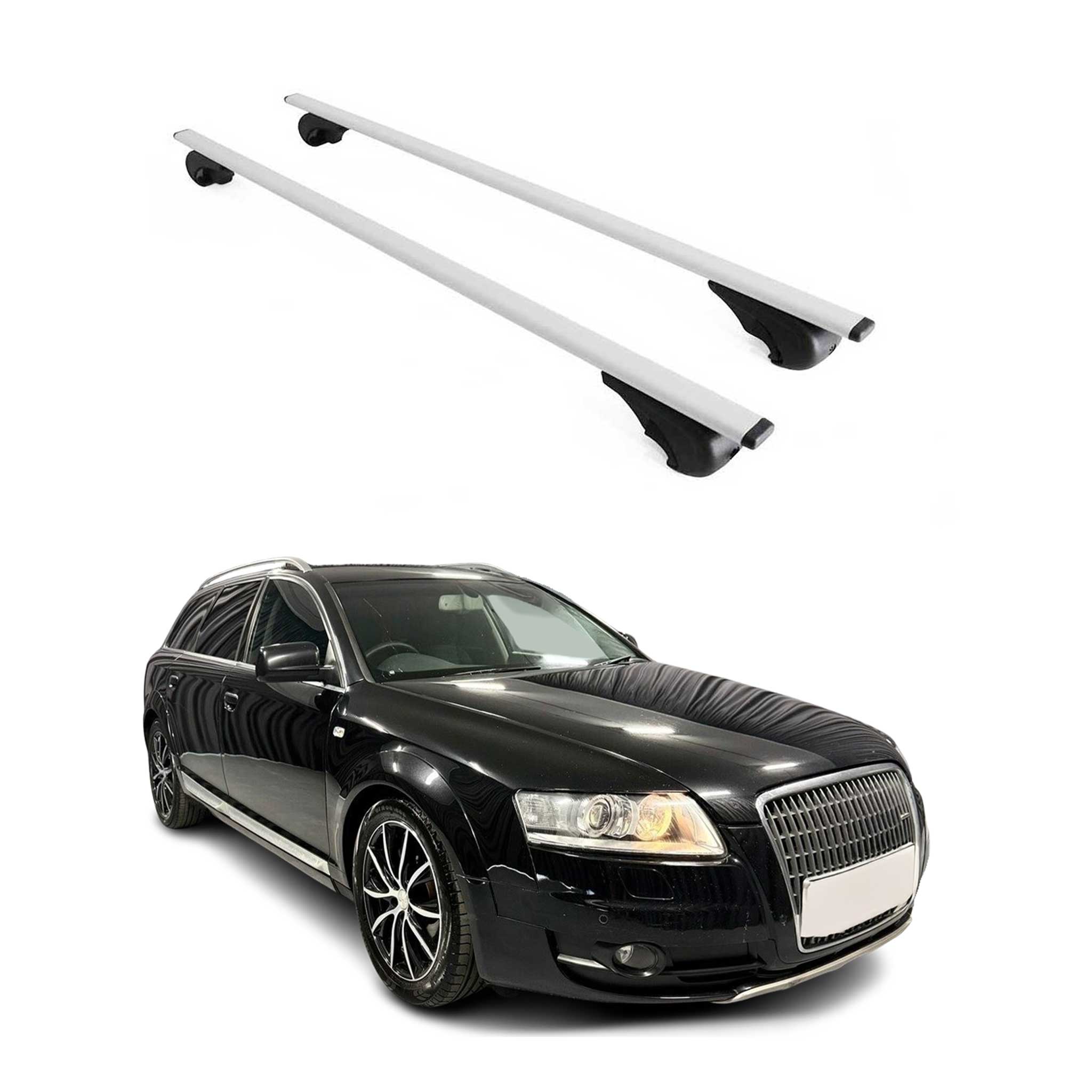 Barres de toit transversales pour Audi A6 C6 Allroad 2006-2011 Fer Argent