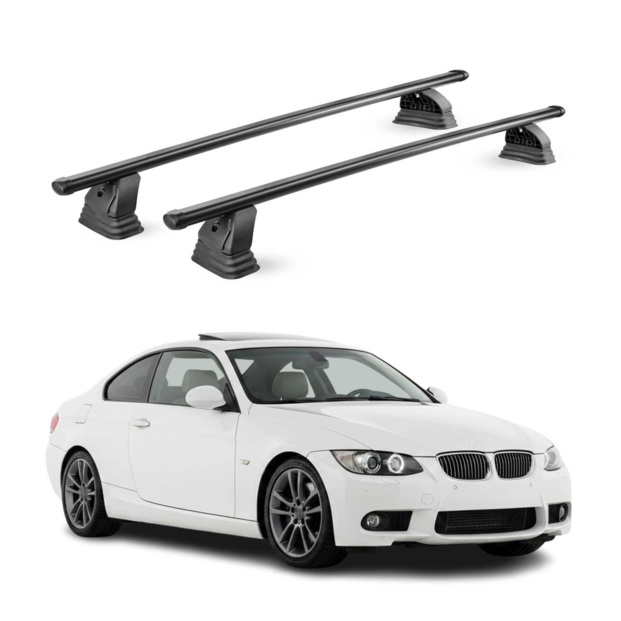 Barres de toit transversales acier pour Bmw Serie 3 E92 Coupè  2006-2012 Noir 2x