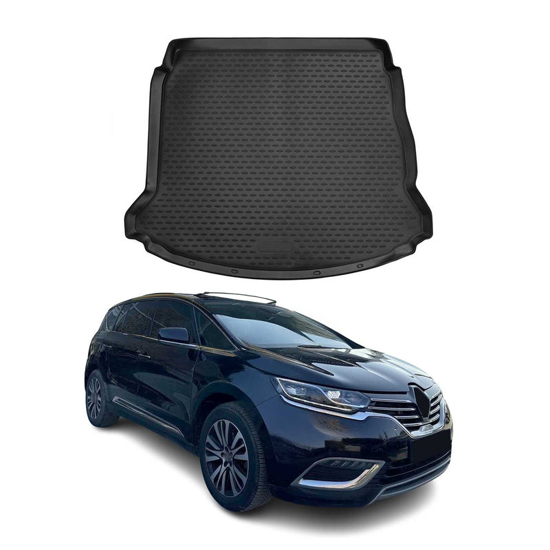 OMAC Tapis de coffre pour Renault Espace 2015-2024 sur mesure en caoutchouc Noir