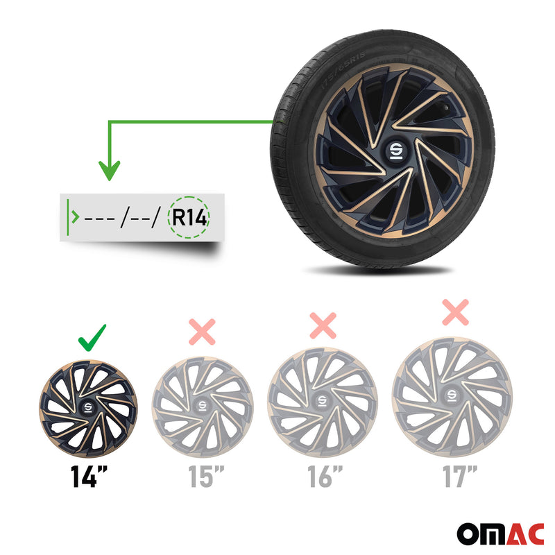 SPARCO Jeu Enjoliveurs de Roues 14 Pouces Doré