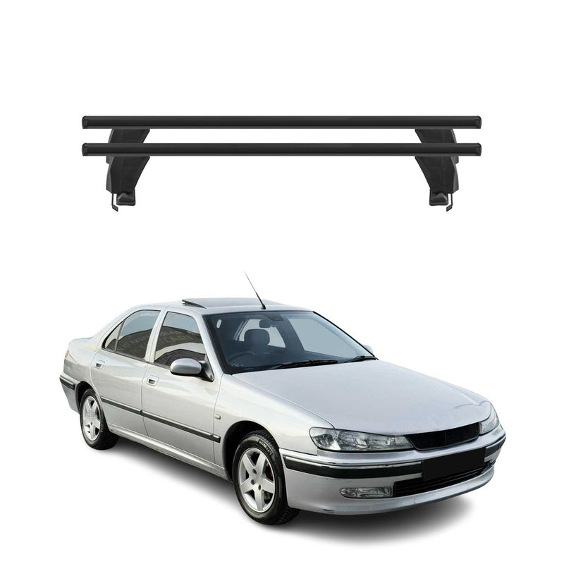 Menabo Barres de toit Transversales pour Peugeot 406 1995-2005 Alu Noir 2x ABE