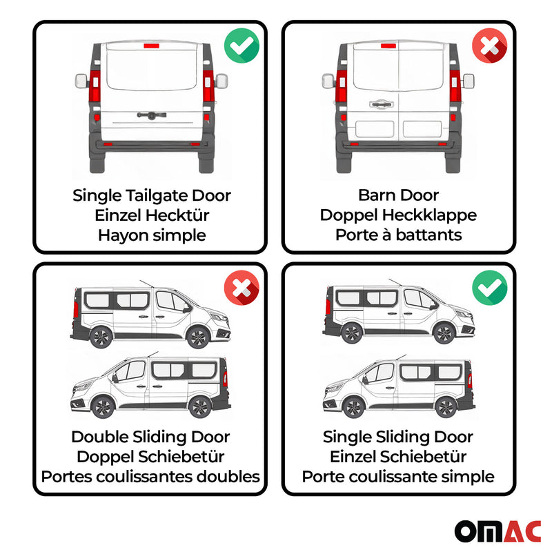 Rideaux de fenêtre derrière le conducteur pour VW T6 T6.1 2015-2024 3 pcs noir