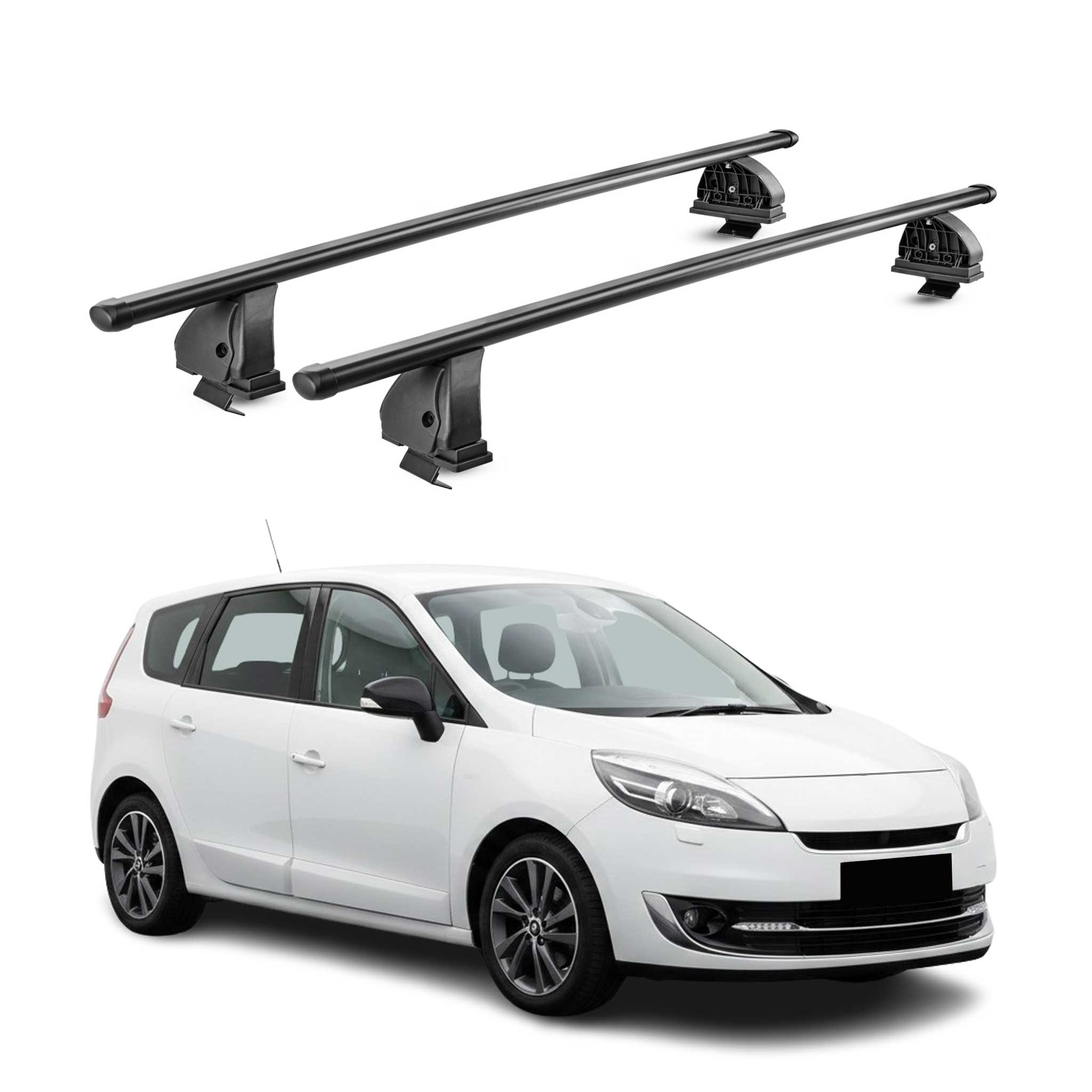 Barres de toit transversales acier pour Renault Scenic III 2009-2016 TÜV Noir 2x