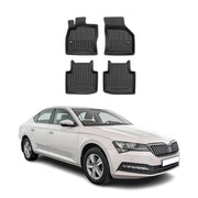 Tapis de Sol pour Skoda Superb 2015-2024 TPE Noir 4 Pcs