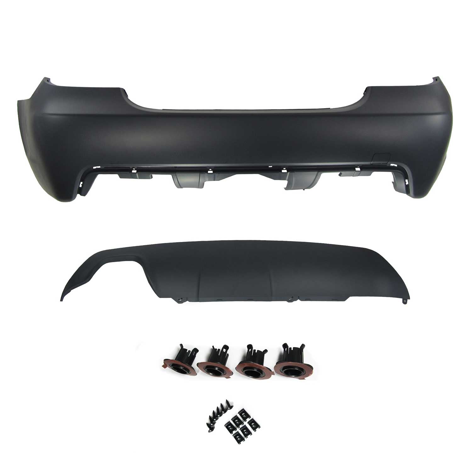Pare-choc arrière avec marquages pour BMW 5 Series E60 2003-2010 Noir Plastique