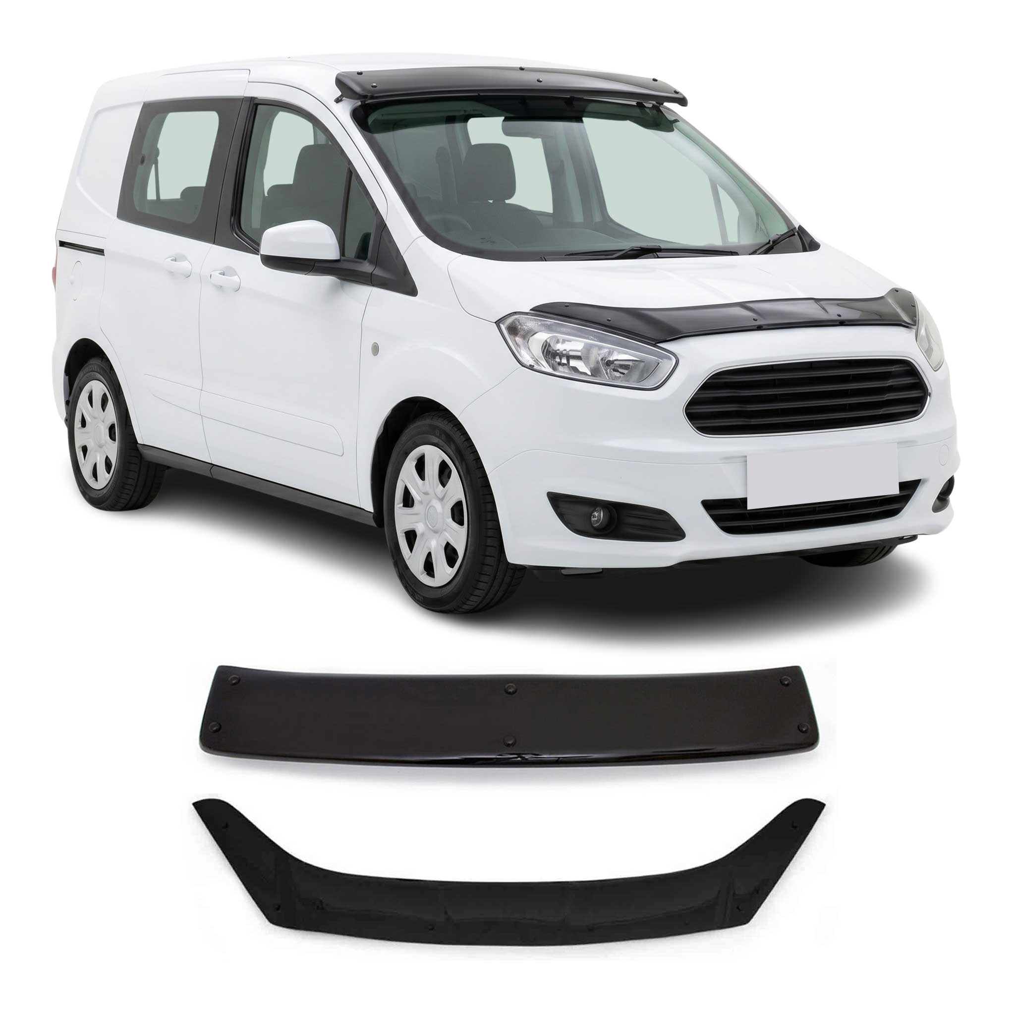 Set Déflecteur de Capot Visière Pare-brise pour Ford Tourneo Courier 2014-21 2x