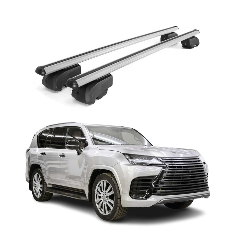 Barres de toit Transversales pour Lexus LX 2021-2023 Aluminium Gris ABE