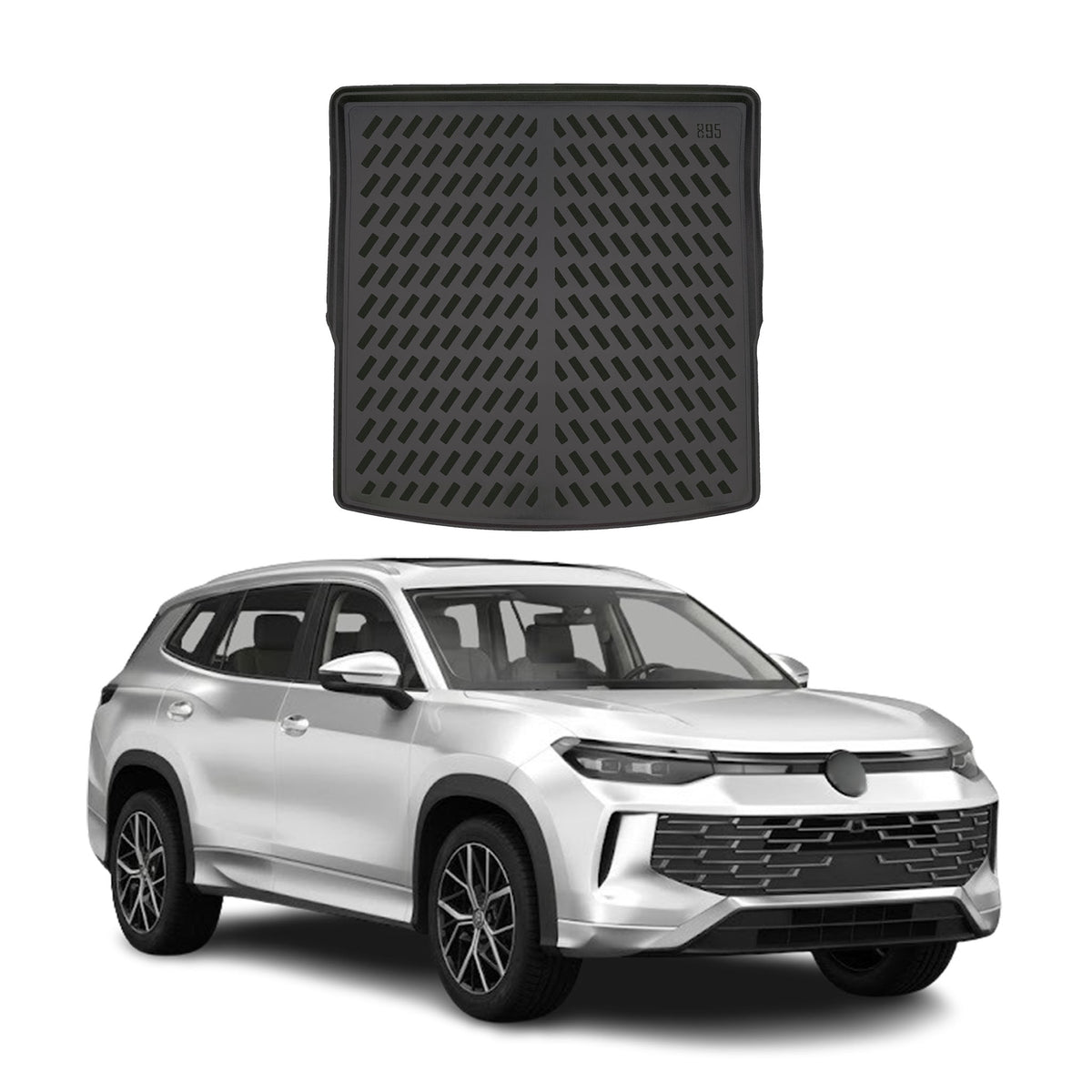 Tapis de coffre pour Volkswagen Tayron 2025-2027 Noir 3D en Caoutchouc TPE