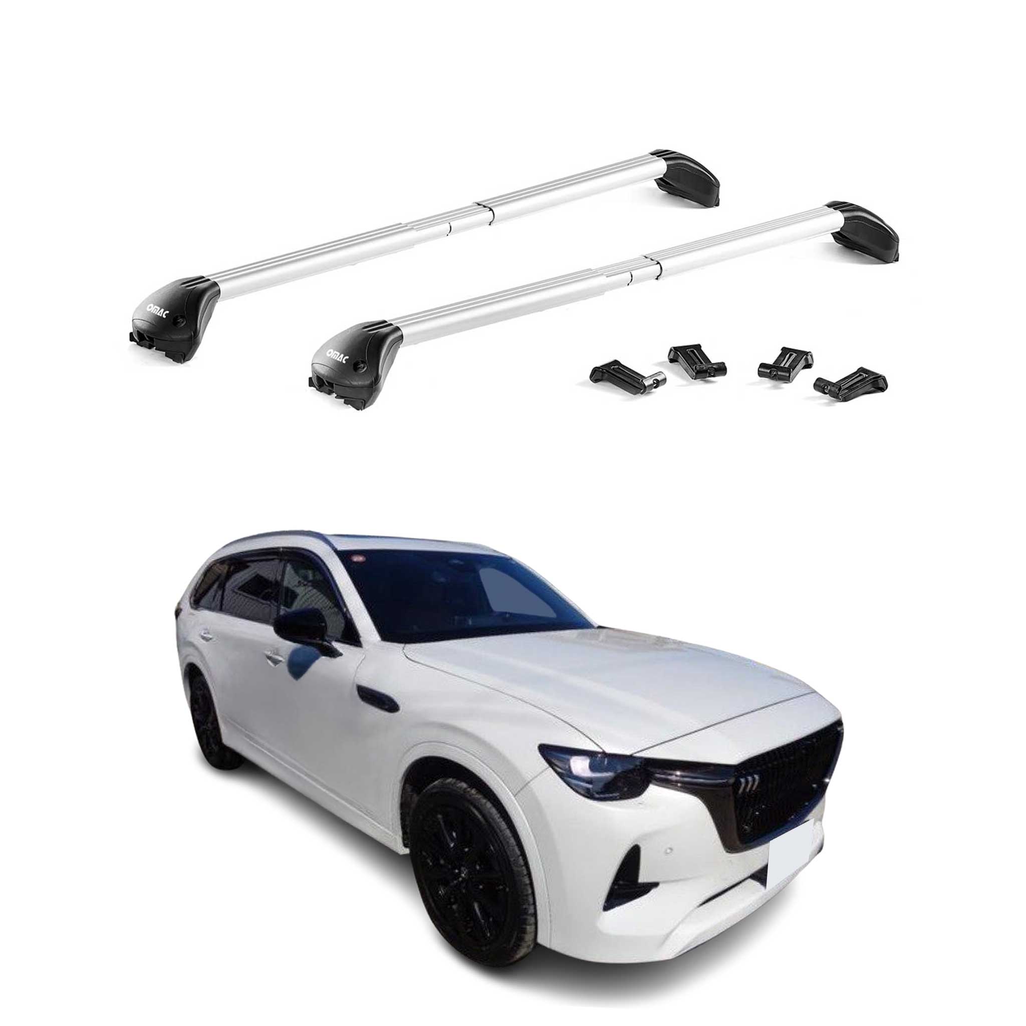 Barres de toit ajustables transversales pour Mazda CX-80 2024-2025 Alu 2x ABE