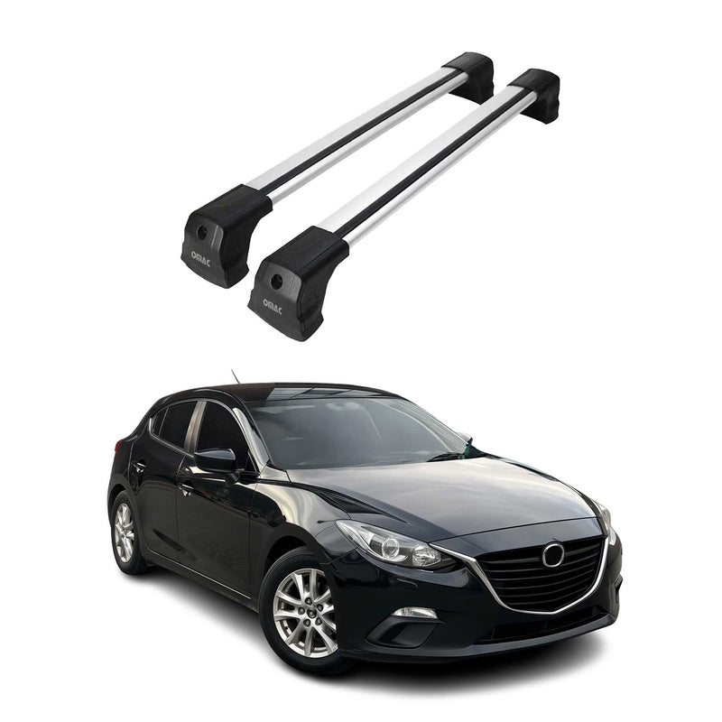 Barres de toit transversales pour Mazda 3 2013-2019 HB Berline Aluminium Gris
