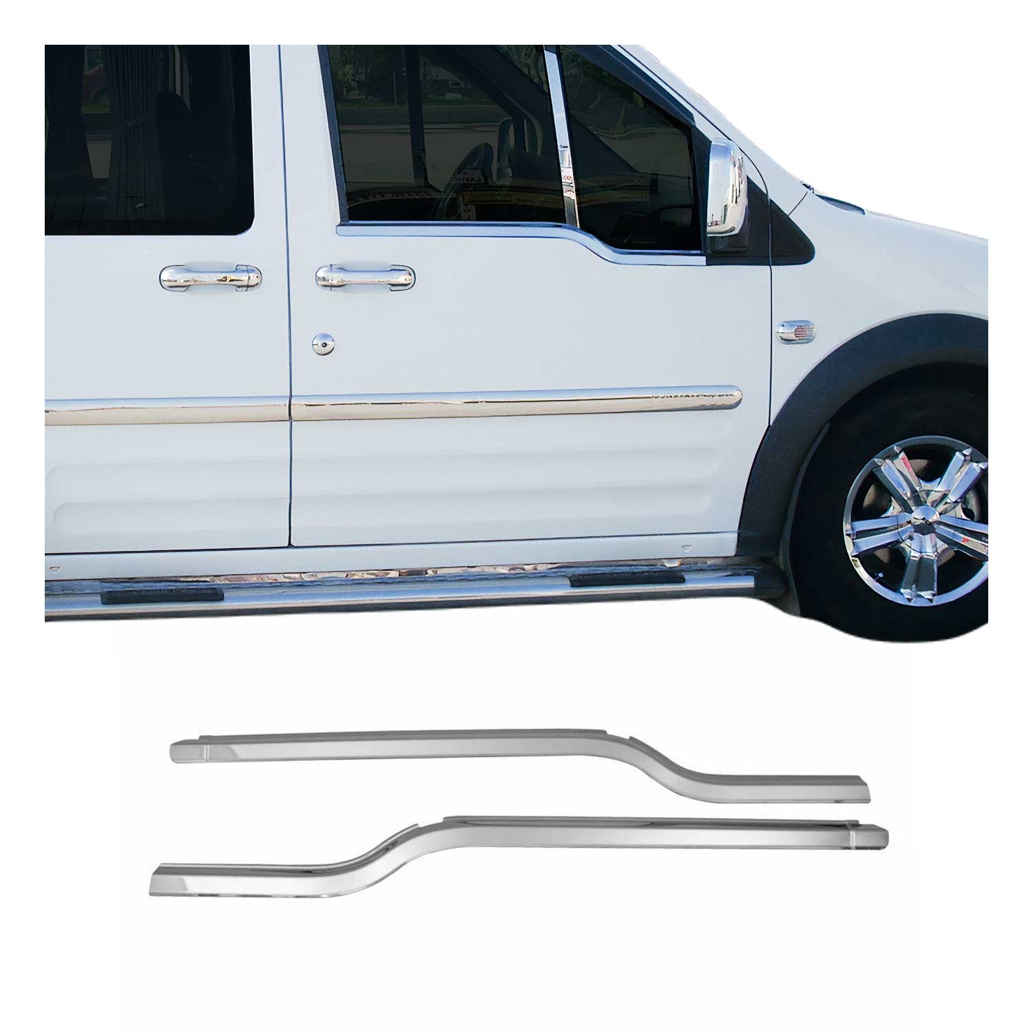 Garniture de Fenêtre pour Ford Connect Tourneo Transit 2002-2014 Acier Inox 2Pcs