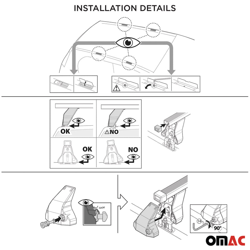 Barres Transversales Menabo pour Ford S-Max 2006-2015 Noir