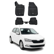 Tapis de sol pour Skoda Fabia 3 2014-2022 Noir 3D en Caoutchouc TPE 4Pcs