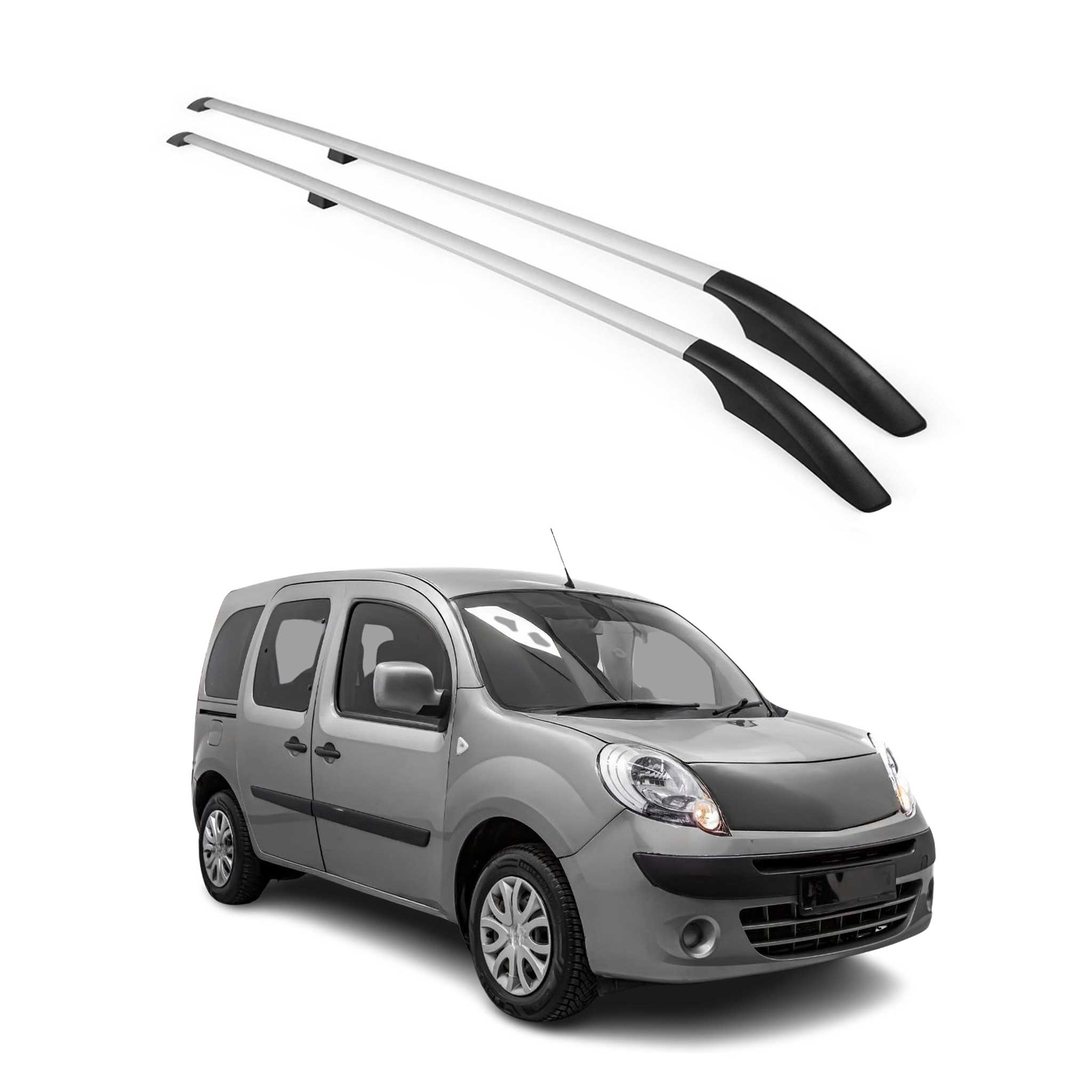 Barres de toit longitudinales pour Renault Kangoo 2008-2021 L1 Aluminium Gris