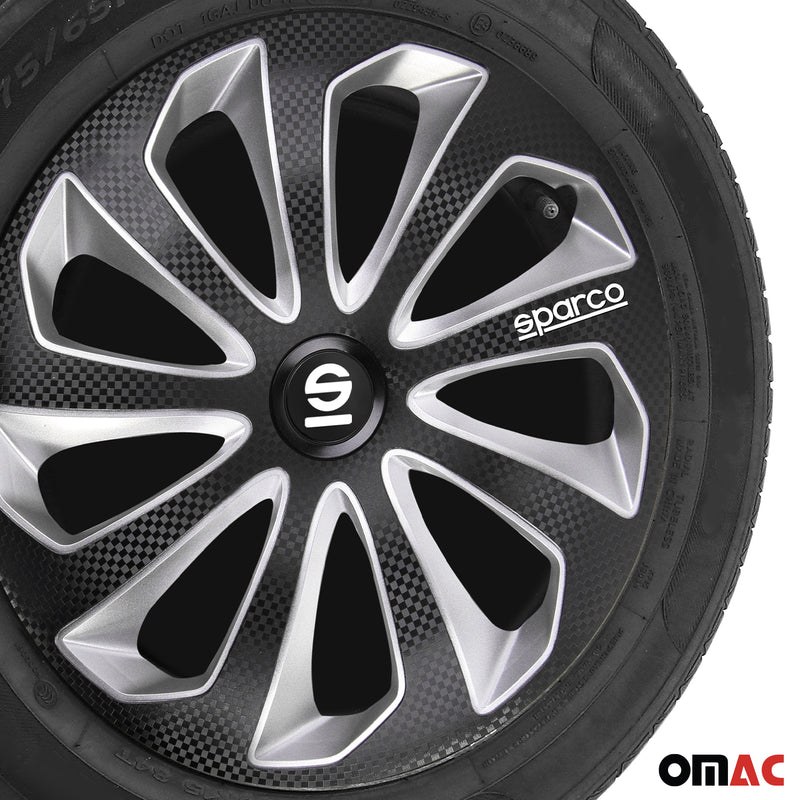 SPARCO Jeu Enjoliveurs de Roues 16 Pouces Noir Carbone