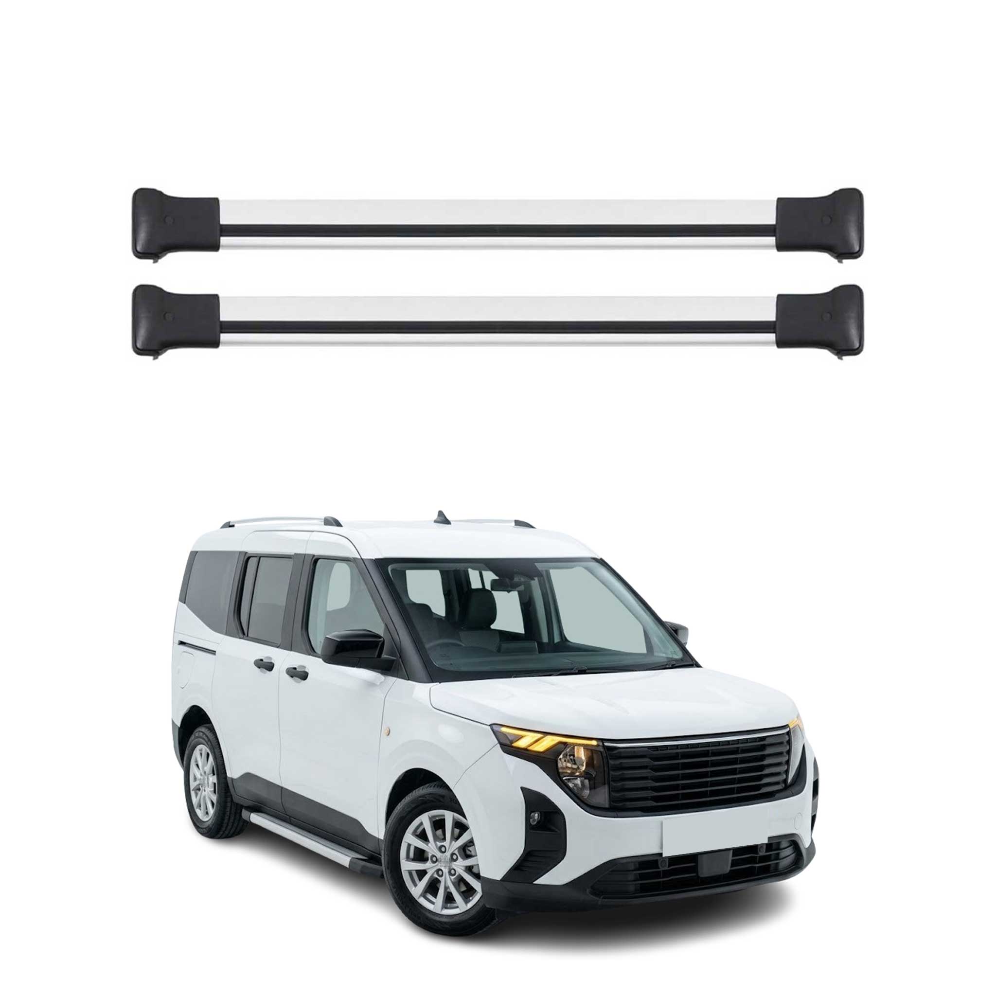 Barres de toit pour Ford Tourneo Courier II 2023-2026 2 pcs Aluminium gris