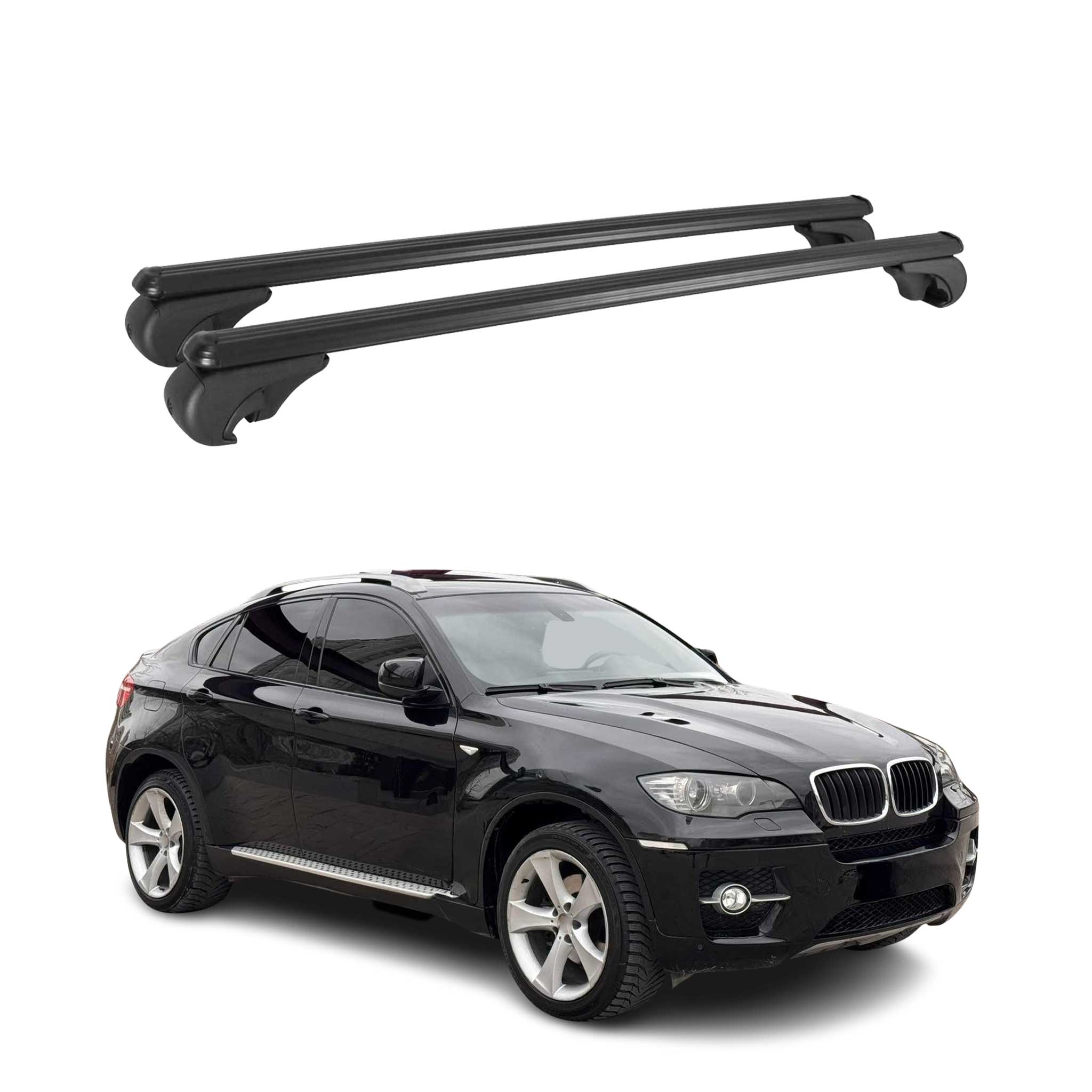 Barres de toit transversales pour BMW X6 E71 E72 2007-2014 Aluminium Noir