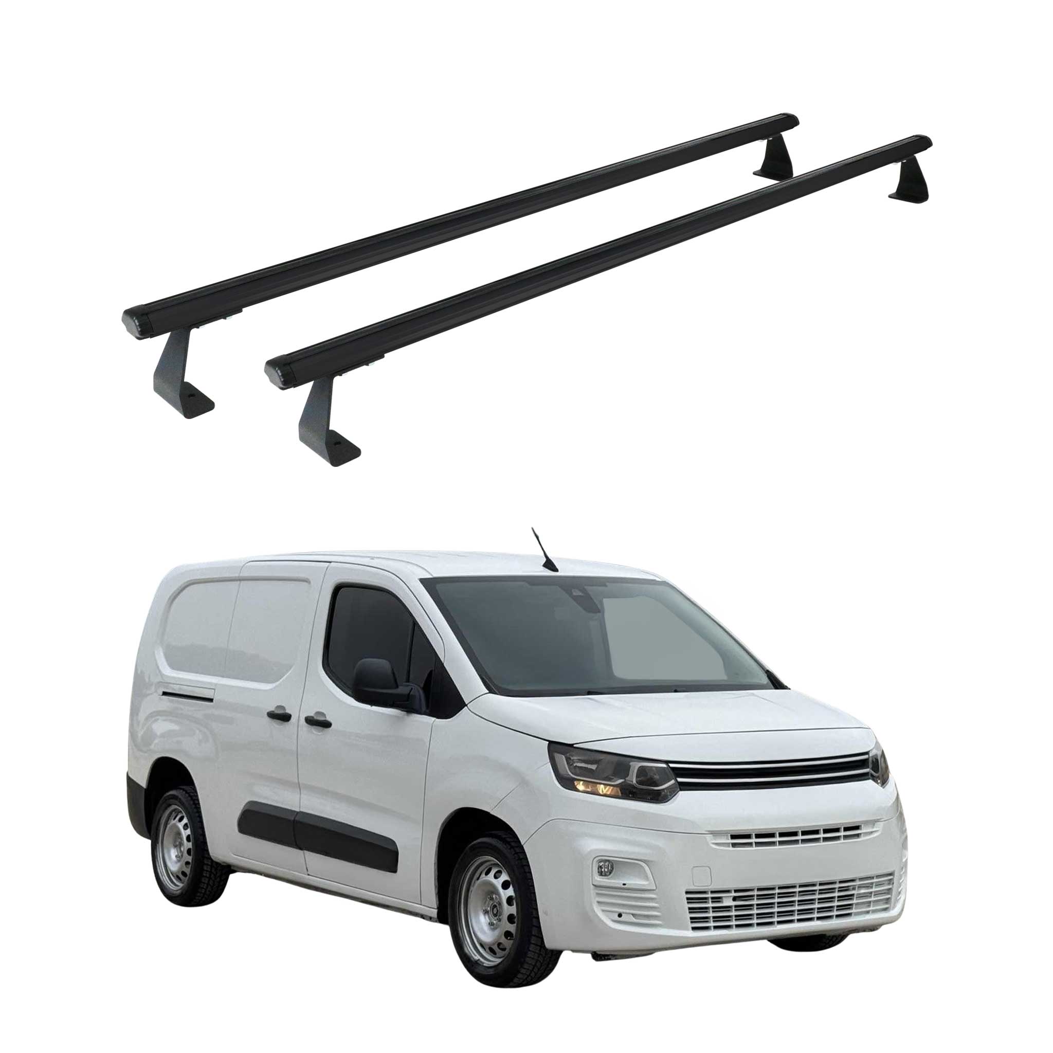 Barres de toit transversales pourCitroen Berlingo K9 2018-2025 Aluminium Noir 2x