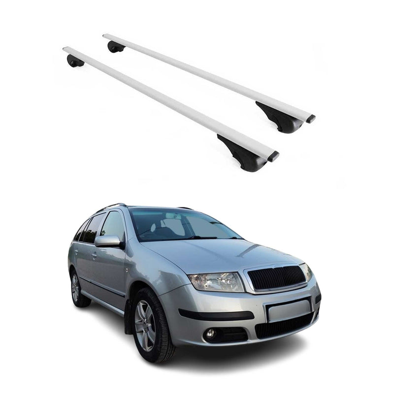 Barres de toit Transversales pour Skoda Fabia I Break 2001-2008 Fer Argent