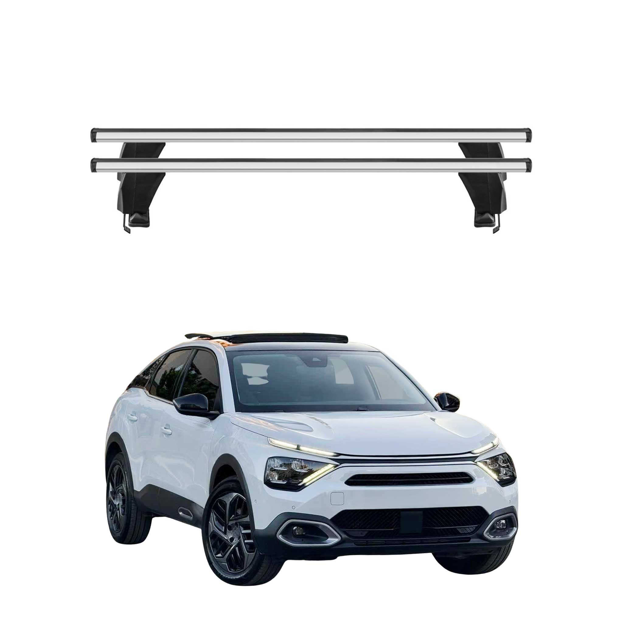 Menabo Barres de toit Transversales pour Citroen C4 III 2021-2026 Alu Gris ABE