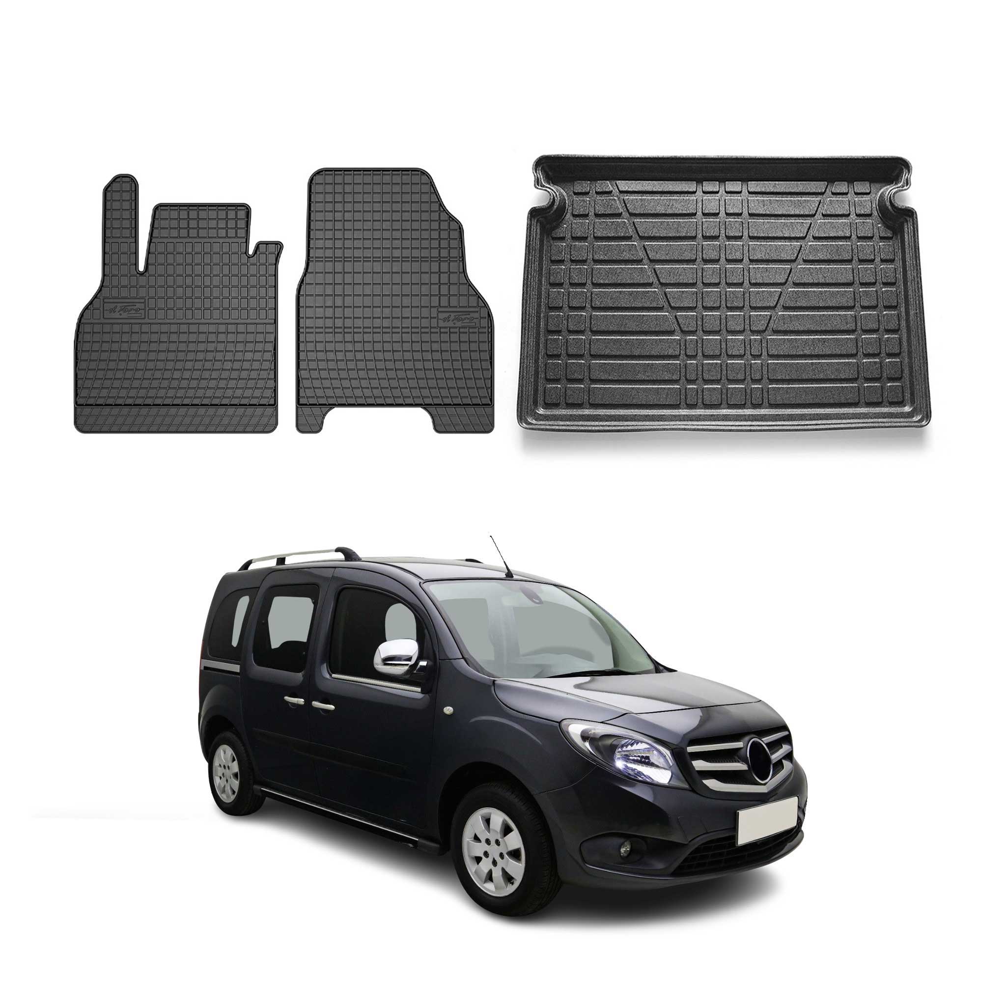 Kit Tapis de sol et coffre pour Mercedes Citan W420 2021-2021 TPE Noir