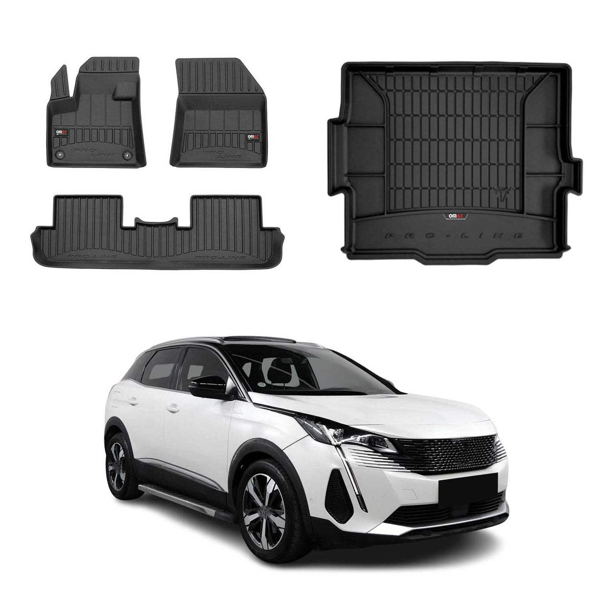 OMAC Kit Tapis de Sol et Coffre pour Peugeot 3008 II P84 2016-2024 Supérieur
