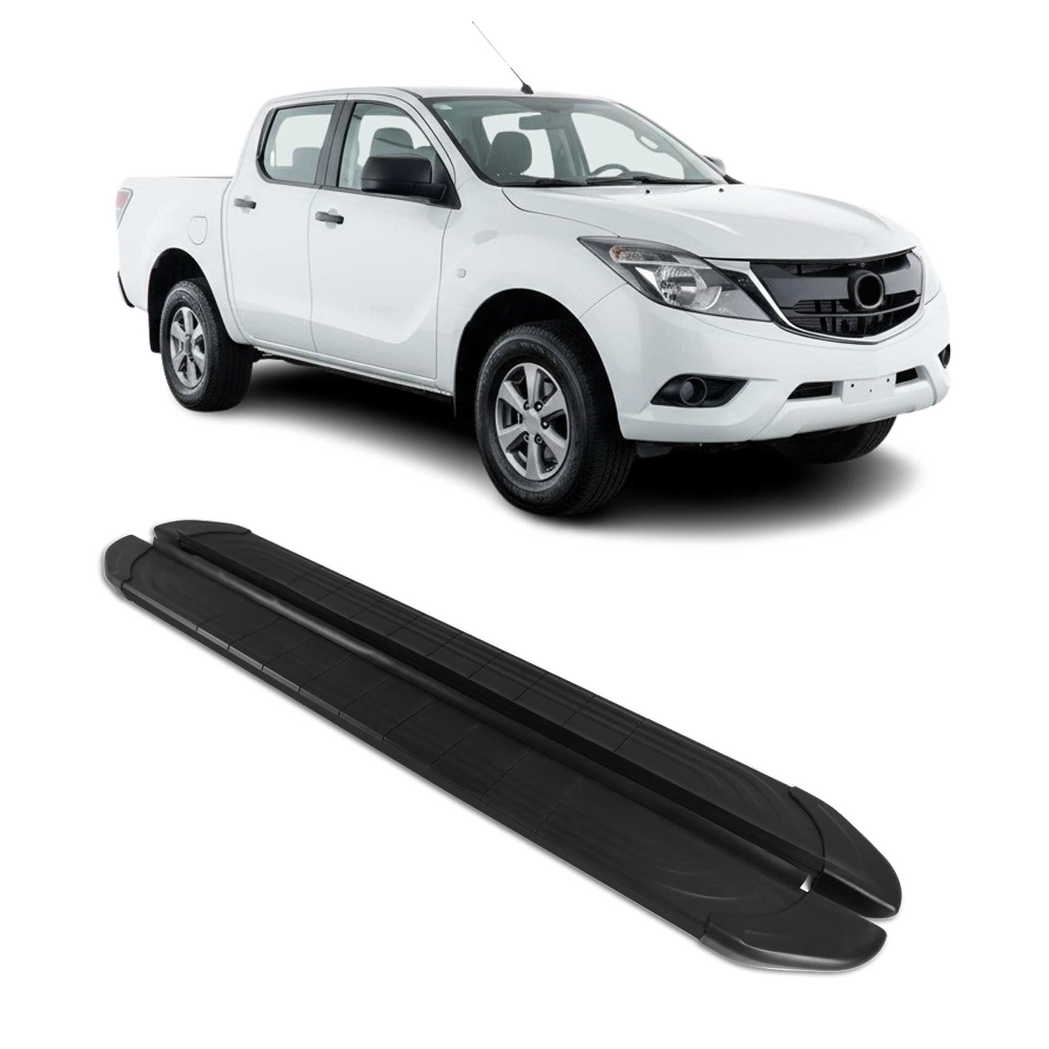 Marchepieds Latéraux pédale pour Mazda BT-50 Double Cab 2012-2020 2Pcs Alu Noir