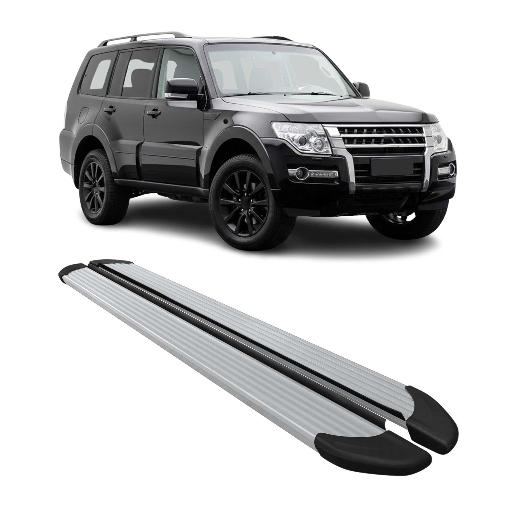 Marchepieds Latéraux pour Mitsubishi Pajero V80 2006-2021 Aluminium Argent 2Pcs