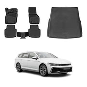 Kit Tapis de Sol et Coffre pour VW Passat B8 Break 2019-2023 Facelift Noir TPE