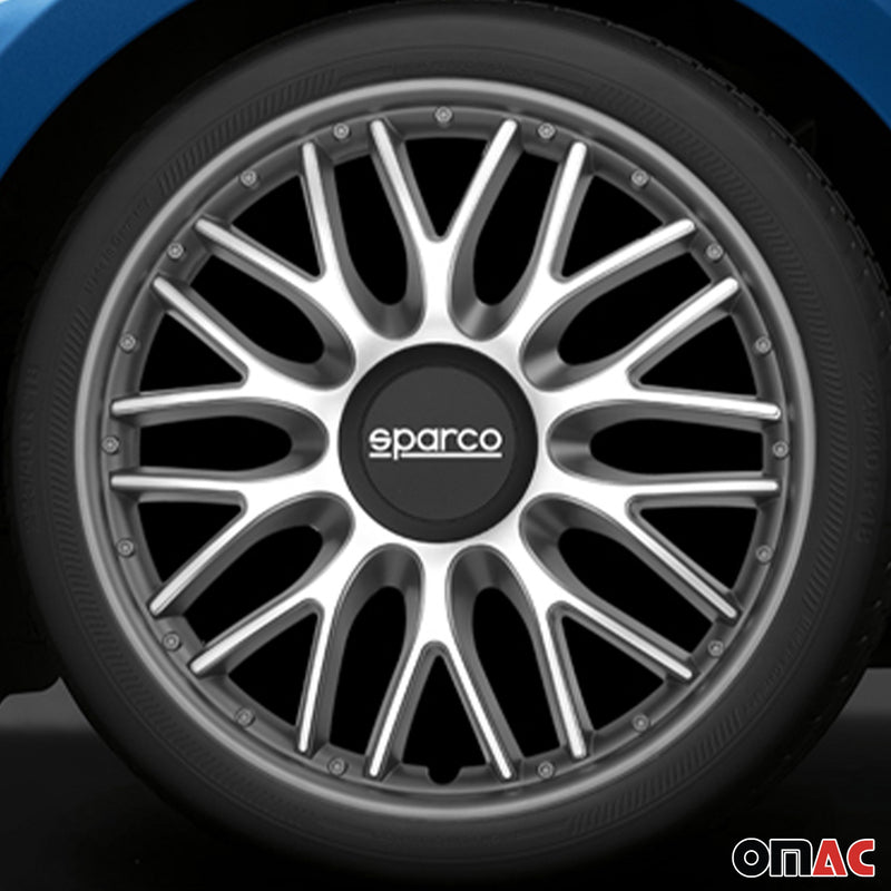 SPARCO Jeu Enjoliveurs de Roues 14 Pouces Argenté Gris en ABS 4 piéces