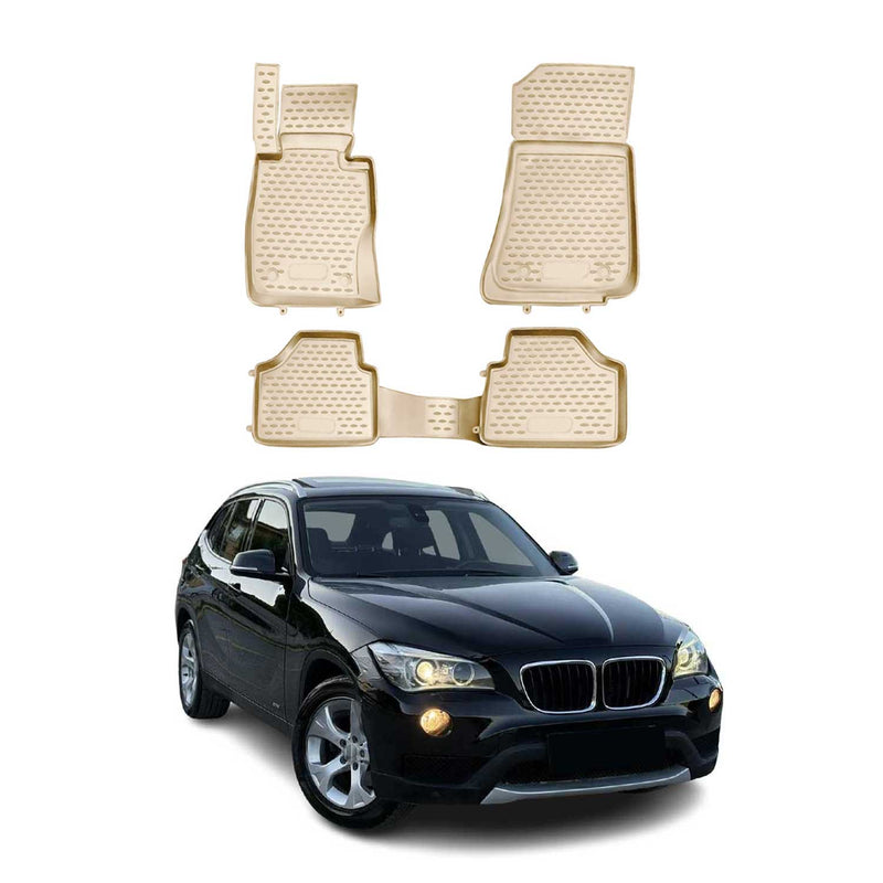 OMAC 3D Tapis de sol pour BMW X1 E84 2009-2015 caoutchouc TPE Beige