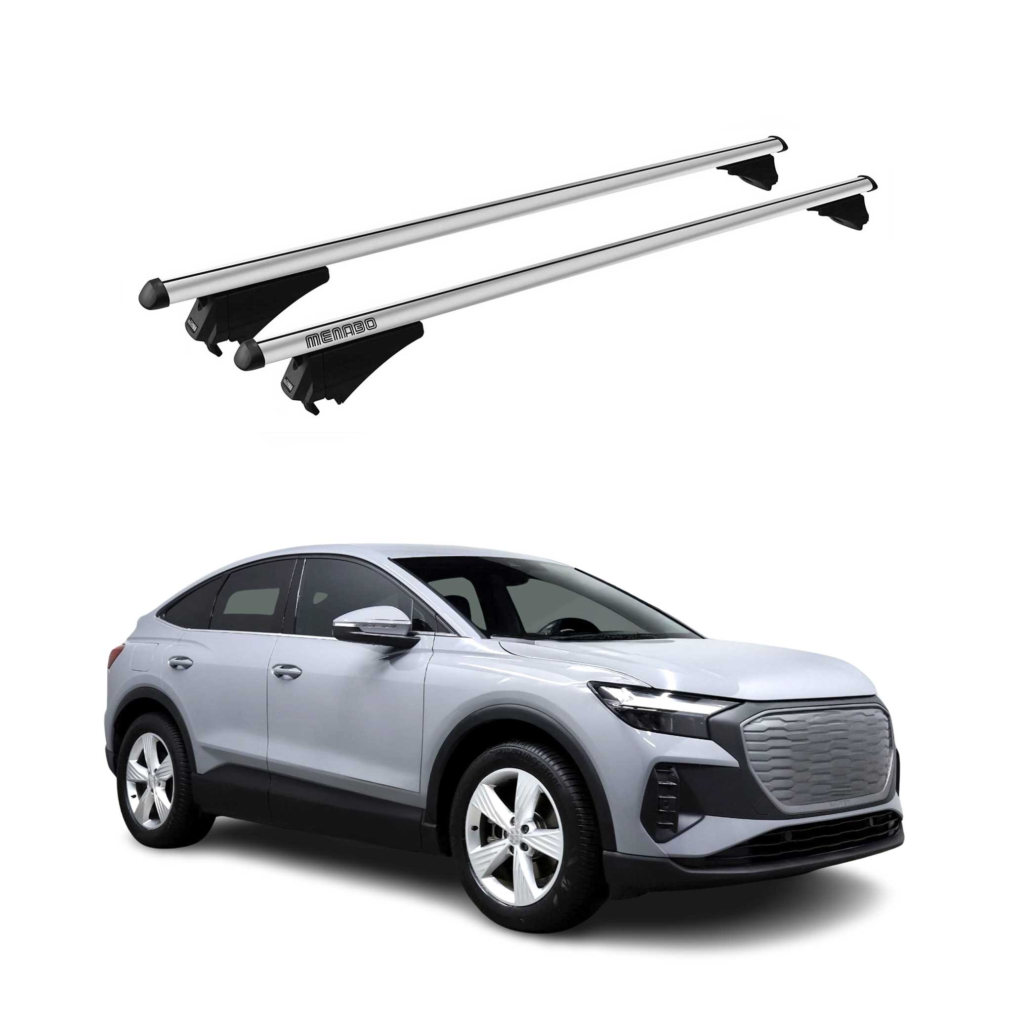 Menabo Barres de Toit Transversales pour Audi Q4 E-Tron 2021-2026 Alu Gris