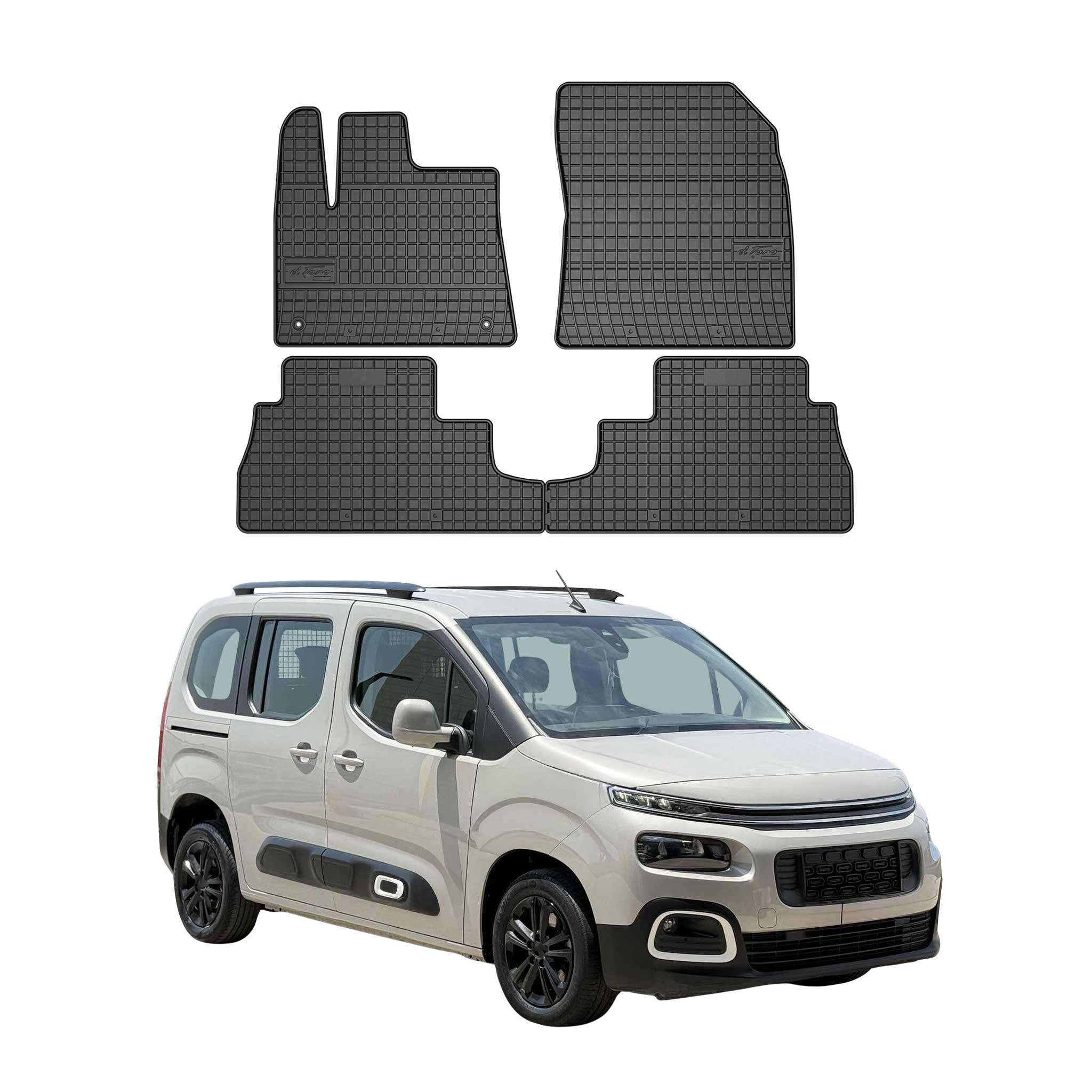 Tapis de Sol pour Fiat Doblo 3 2022-2026 Noir Caoutchouc 4pcs