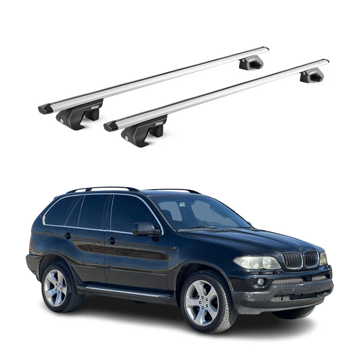 Barres de toit transversales ABE pour BMW X5 E53 E70 1999-2013 5 P Alu Gris 2x
