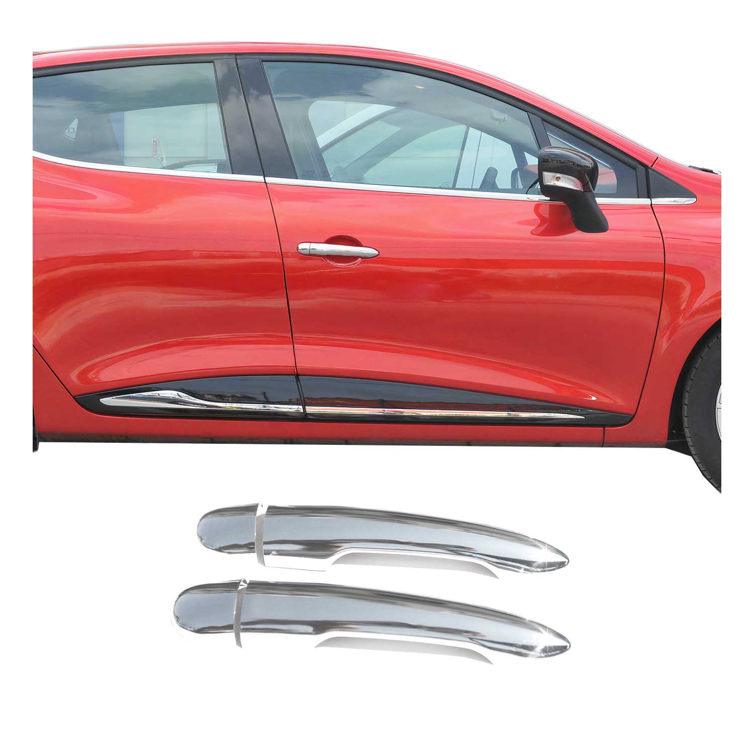 Couverture de poignée de porte pour Renault Clio 2012-2019 HB Break Acier 2x