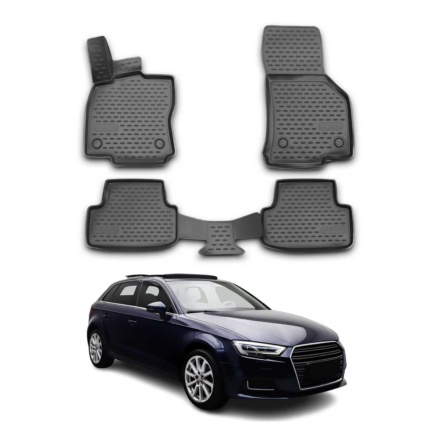 Tapis de Sol pour Audi A3 2012-2020 Hayon Caoutchouc TPE Noir