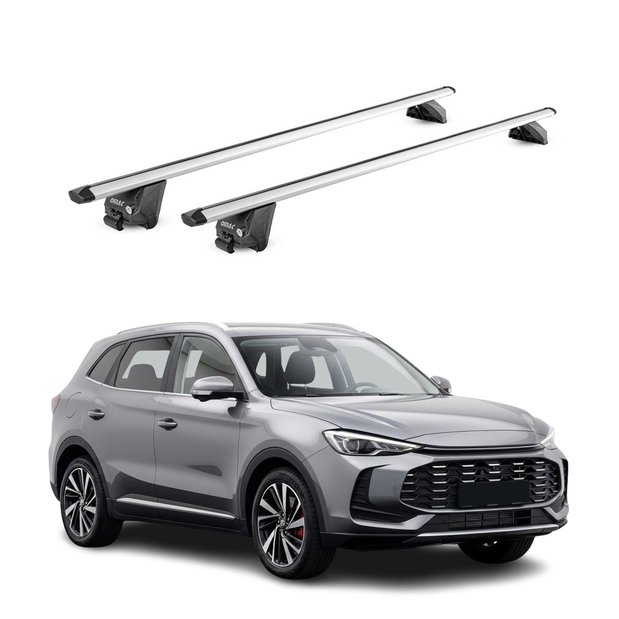 Barres de toit transversales pour MG ZS II / EZS II 2024-2026 Aluminium Gris ABE