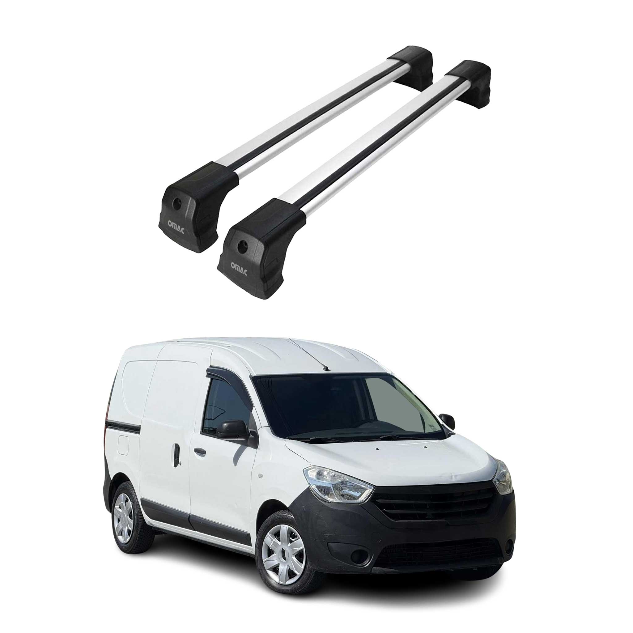 Barres de Toit Transversales pour Dacia Dokker Ludospace 2012-2021 en Alu Gris