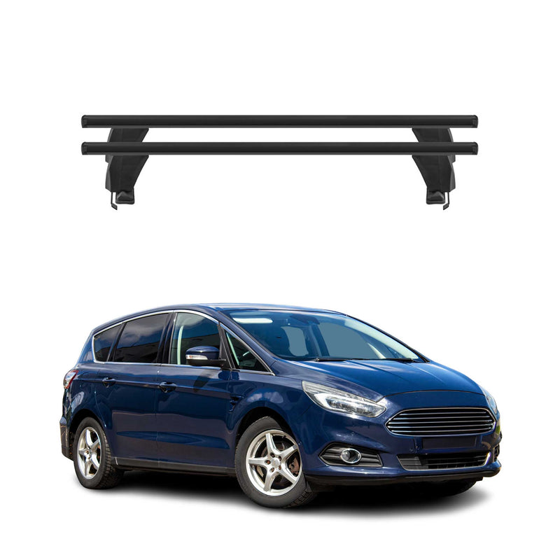 Menabo Barres de toit Transversales pour Ford S-Max II 2015-2019 Alu Noir 2x ABE