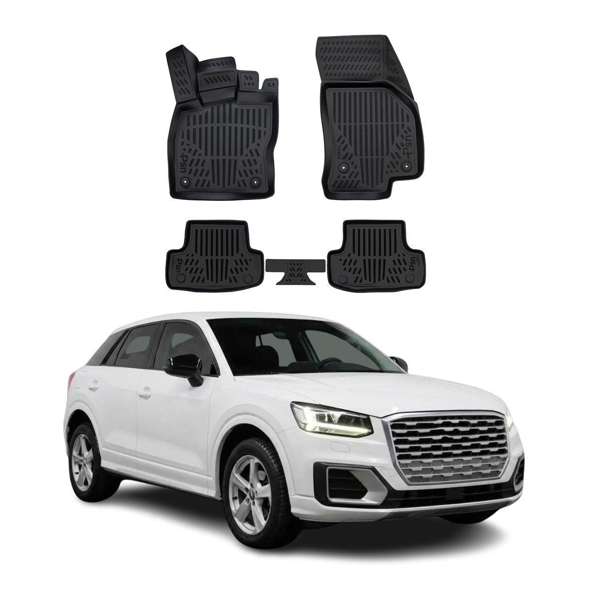 Tapis de sol pour Audi Q2 2017-2026 Noir 3D en Caoutchouc TPE 4Pcs