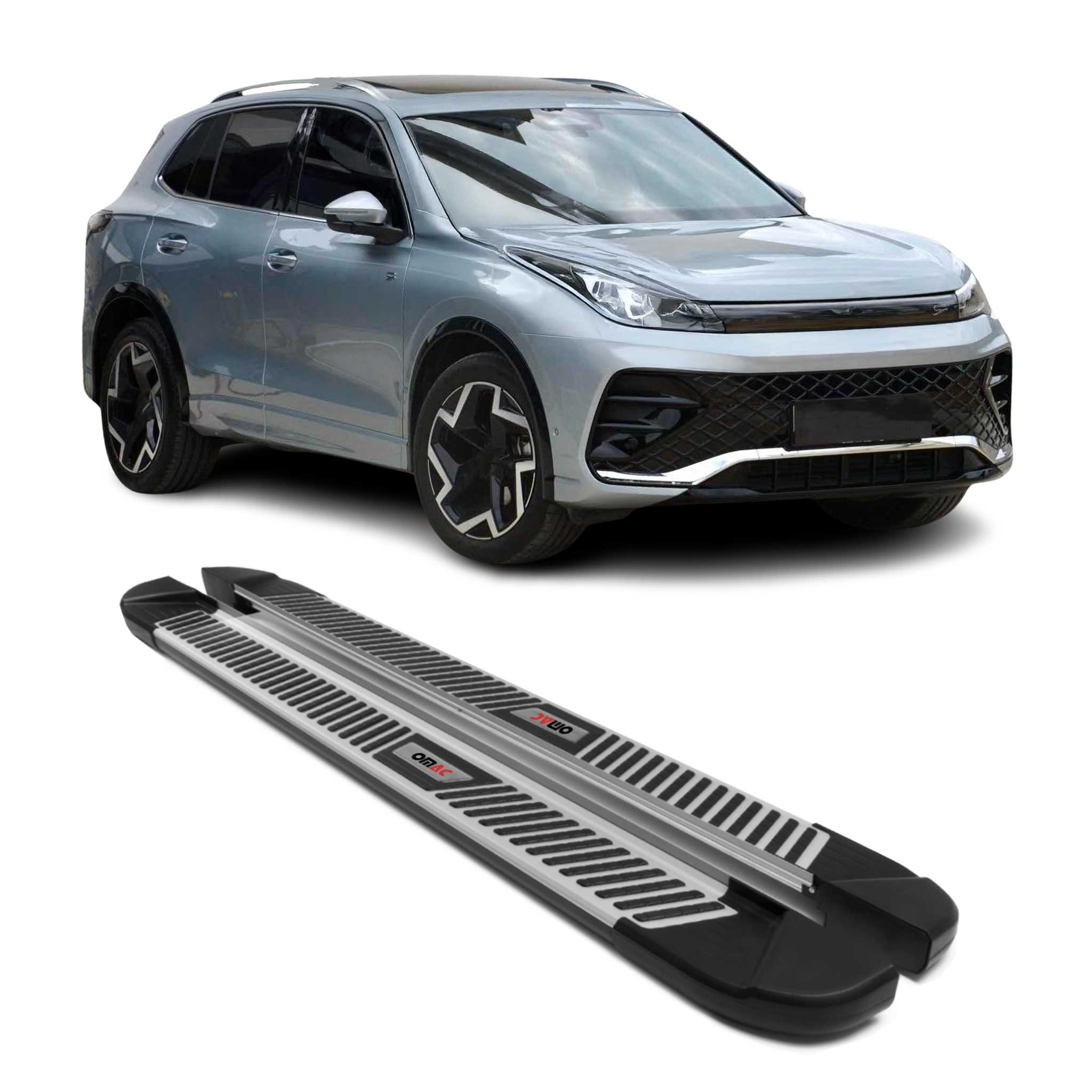 Marchepieds latéraux pédale pour VW Tiguan mk3 2024-2026 Aluminium Noir Gris