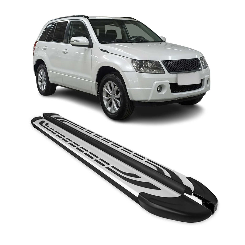Marchepieds Latéraux pour Suzuki Grand Vitara 2006-2015 Alu Gris Noir 3Porte 2x